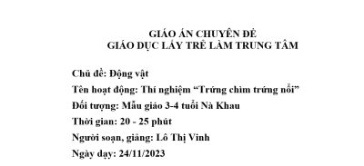 Thí nghiệm trứng chìm trứng nổi